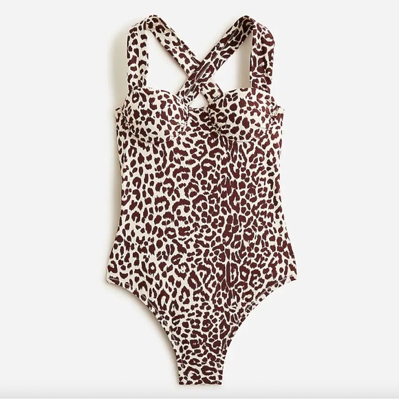 J. Crew Ruched Cup One Piece Swimsuit in Leopard Print NWT - Picture 3 of 4